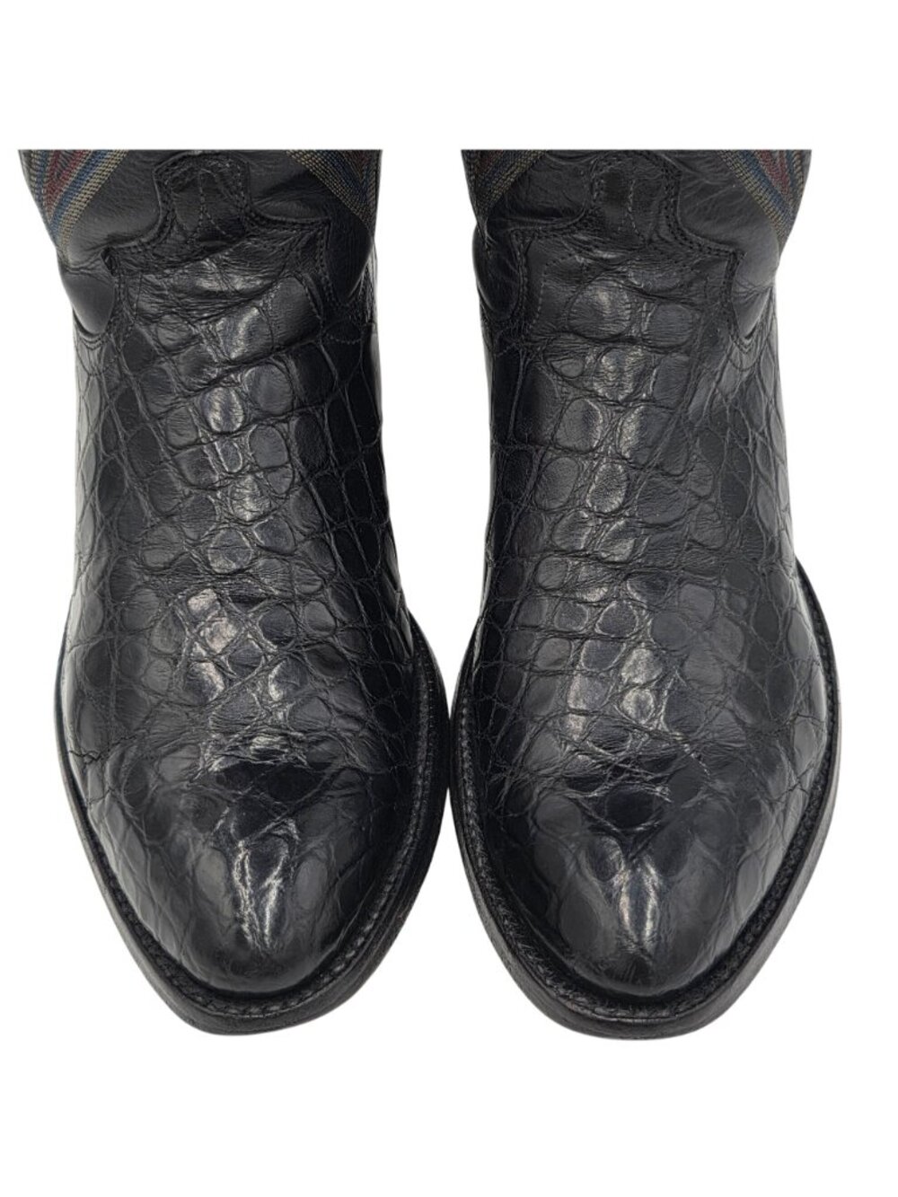 Vintage Justin Exotic Black Alligator Belly Cowboy Western Boots Mens size 9.5D - Picture 2 of 16